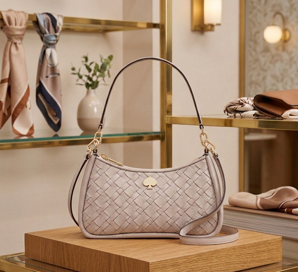 Cartera Kate Spade Kayla Mediana entrelazado Taupe