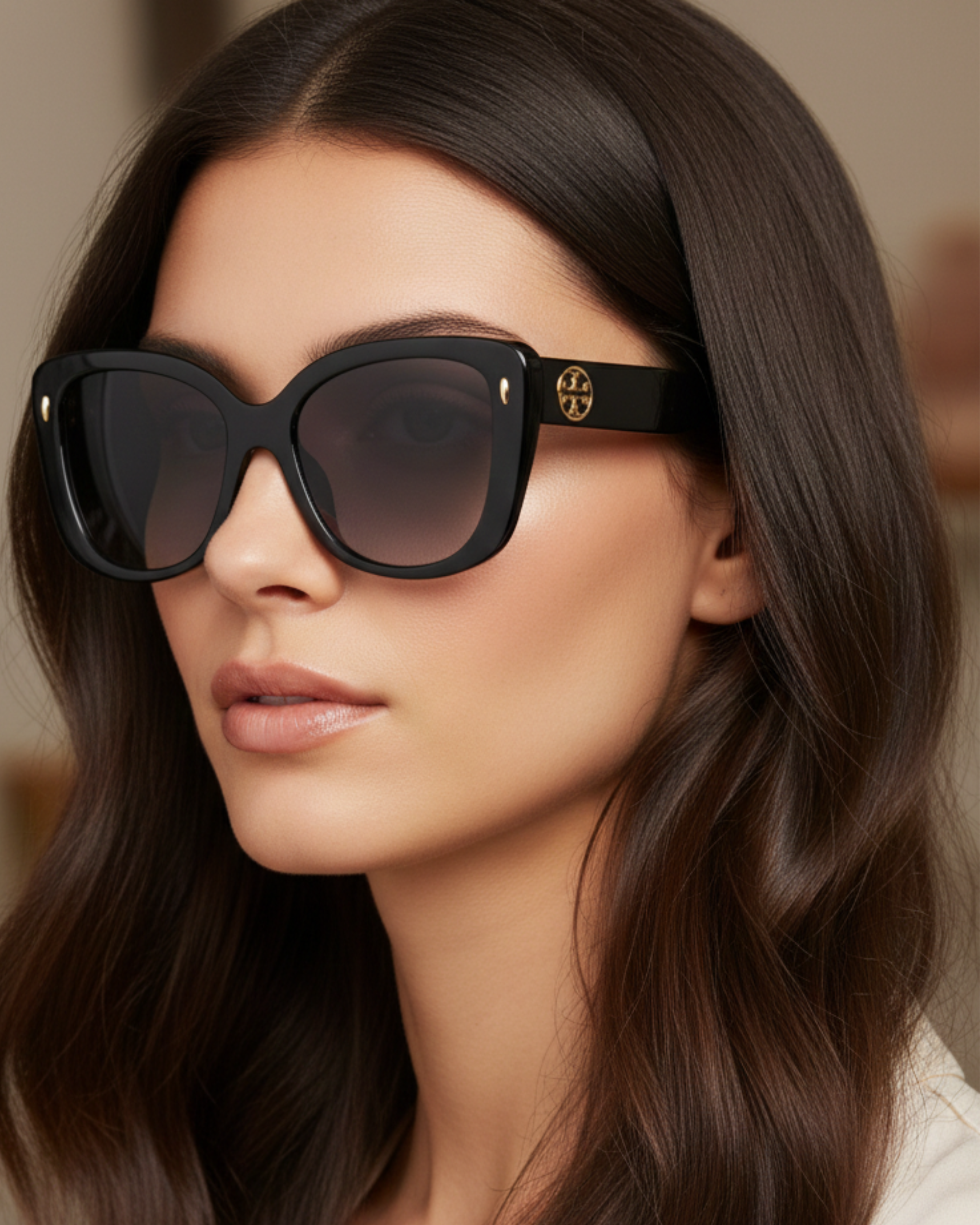 Lentes Tory Burch negros con logo dorado Tory Burch