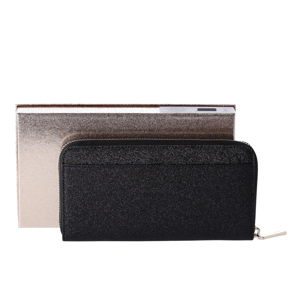 Billetera Kate Spade Grande Larga Negro Glitter