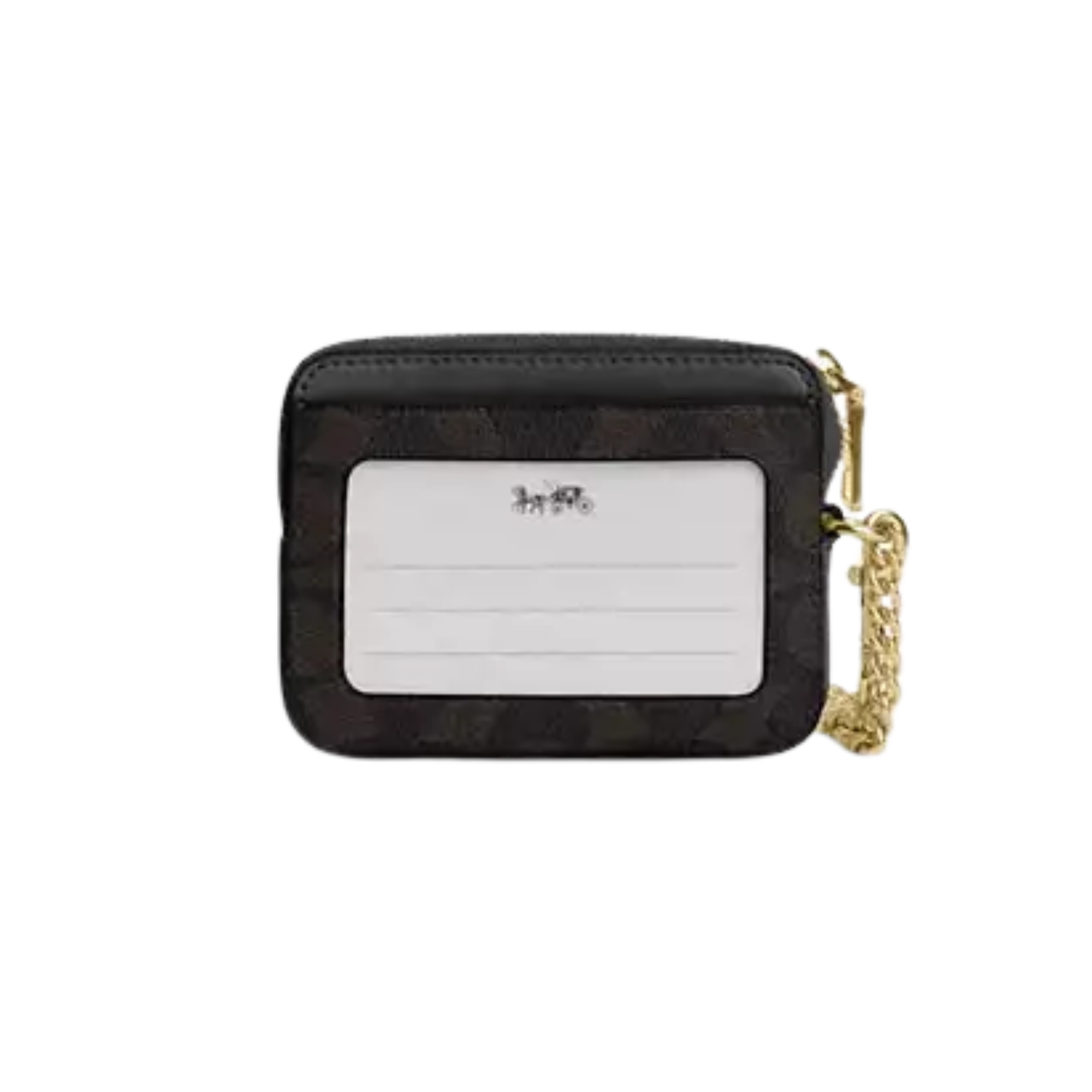 Billetera Coach pequeña negra monograma cafe moro