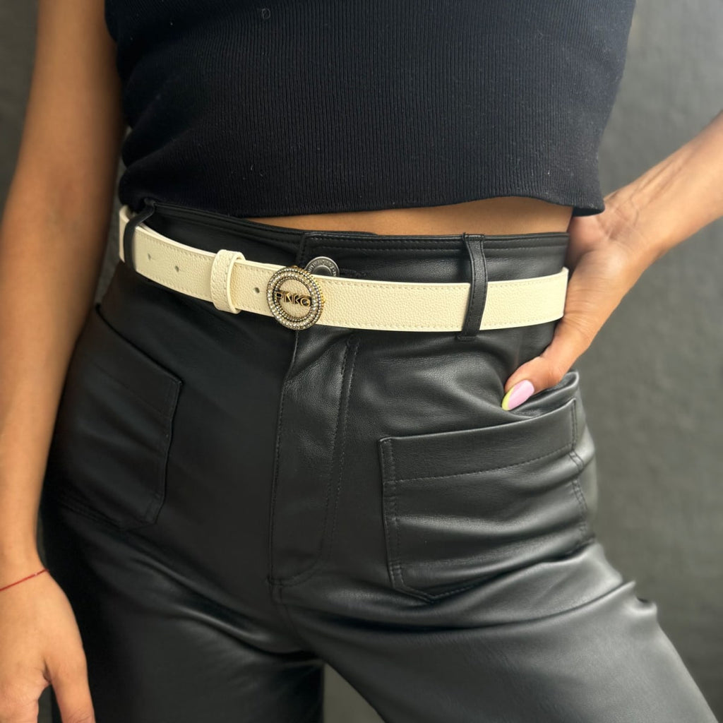 Cinturon Pinko delgado hebilla circones Beige