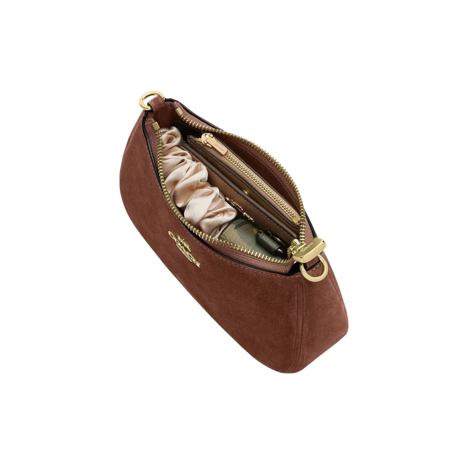 Cartera Coach Tery Mini Suede cafe