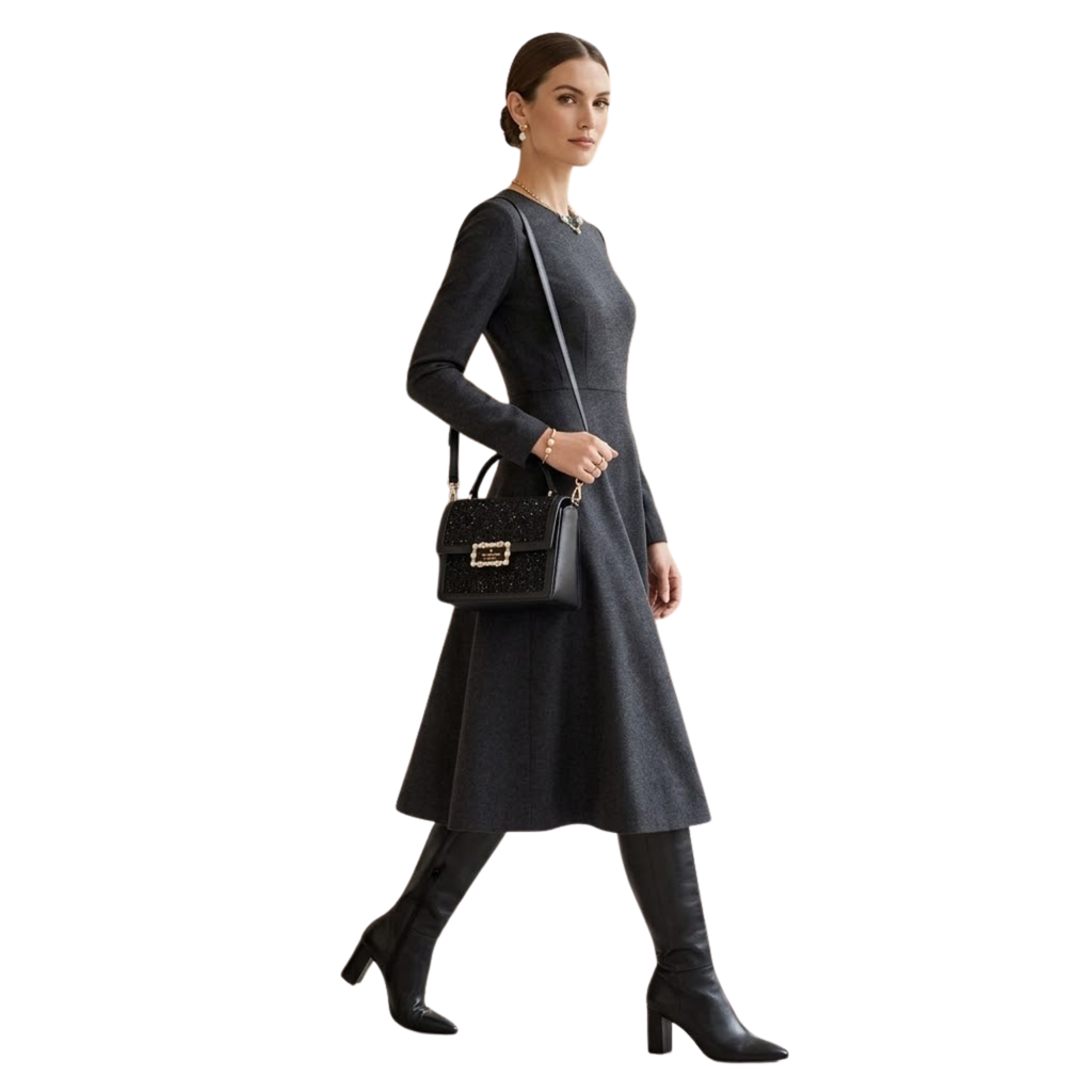 Cartera Kate Spade Crossbody Cuero negro, tela y brillos