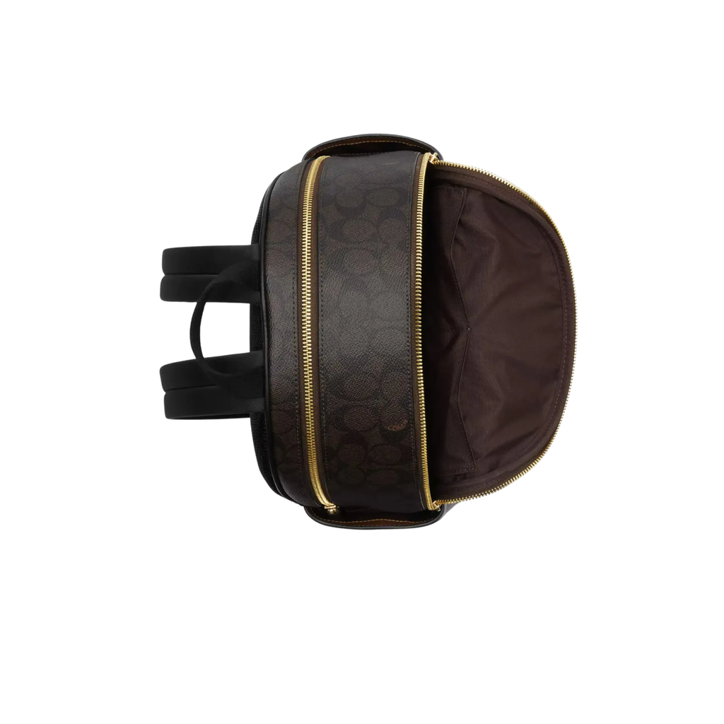 Mochila Coach Court monograma café y negro