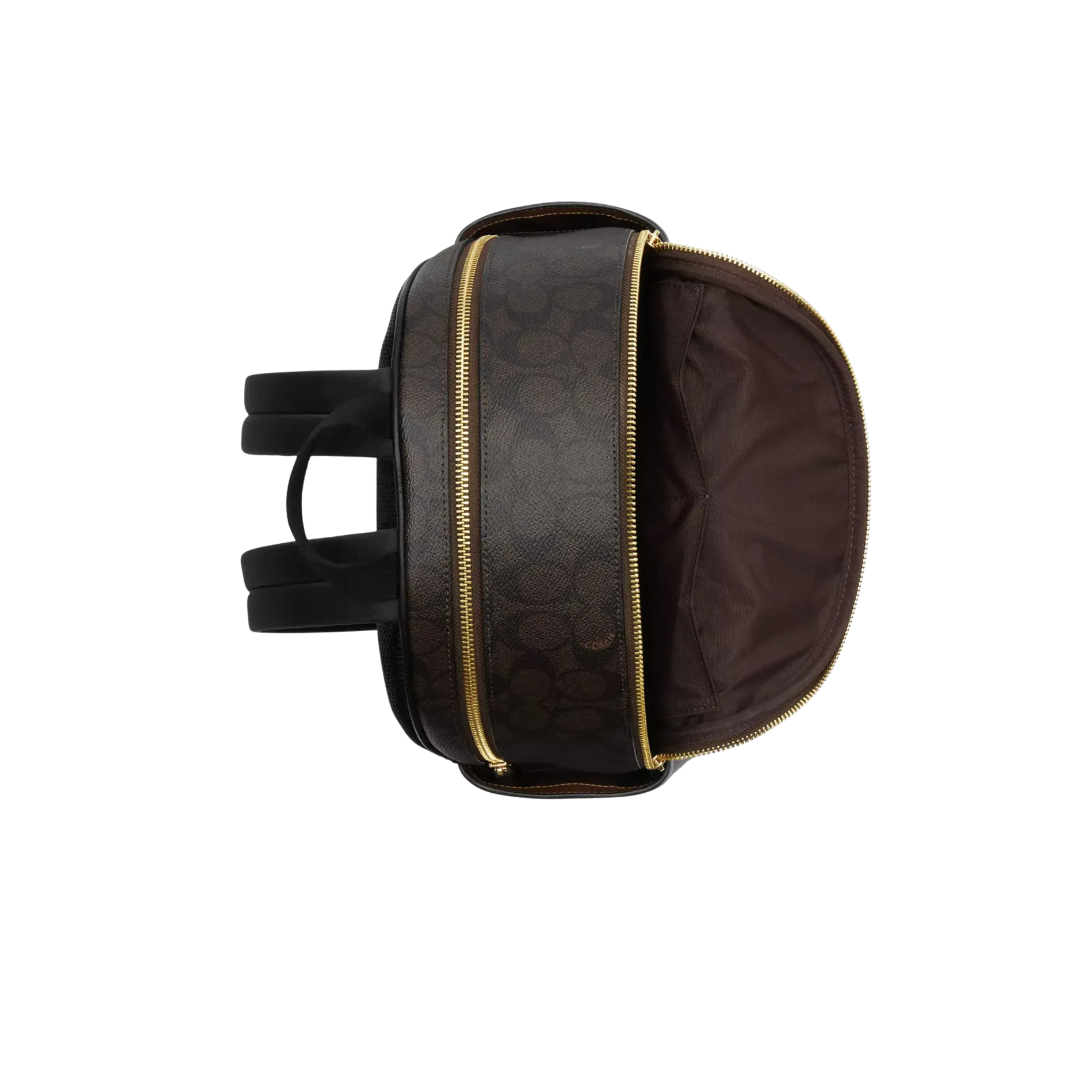 Mochila Coach Court monograma café y negro