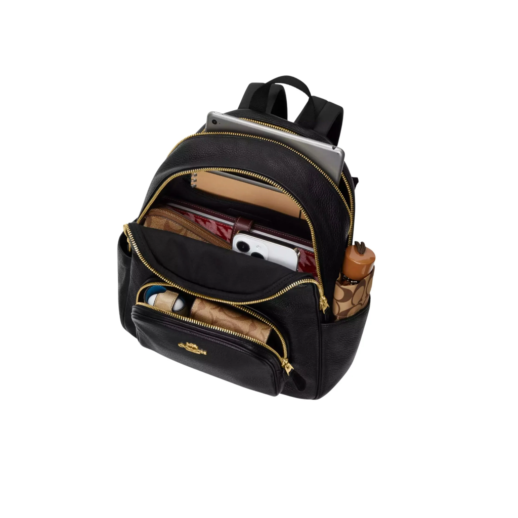 Mochila Coach Court monograma café y negro