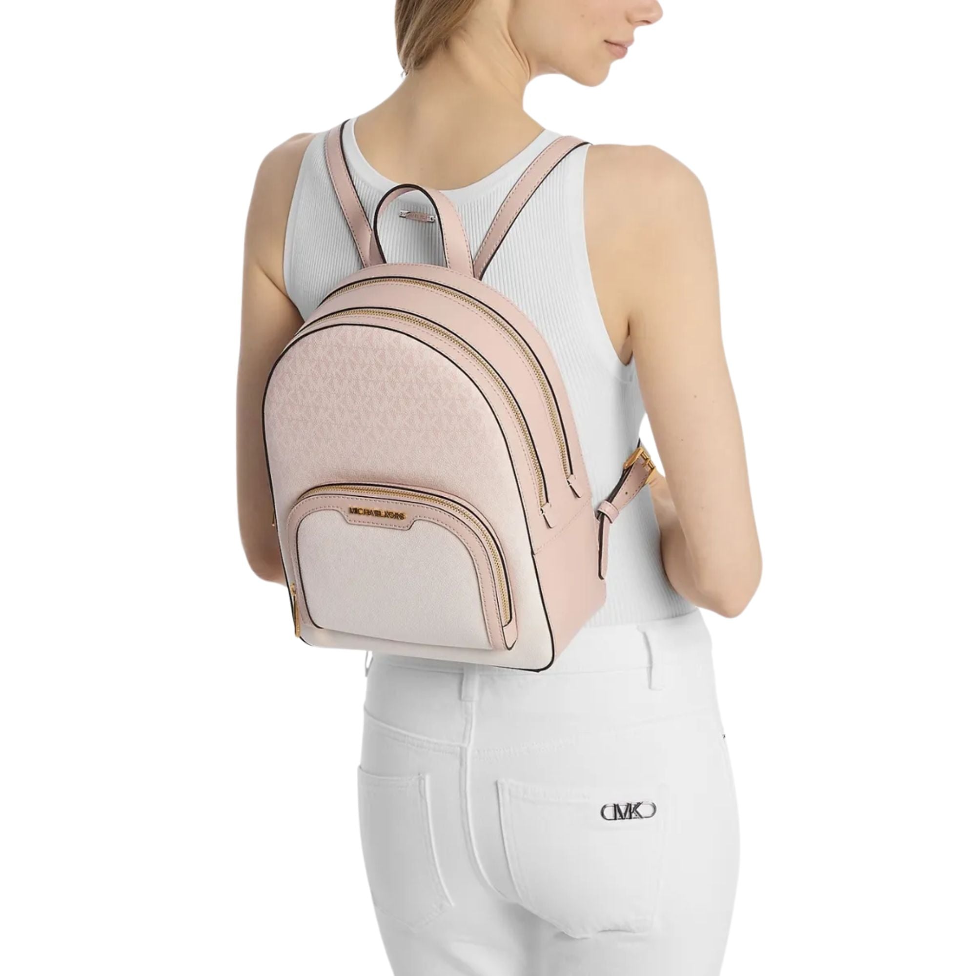 Mochila Michael Kors Jaycee Mediana Monograma Degrade Rosa