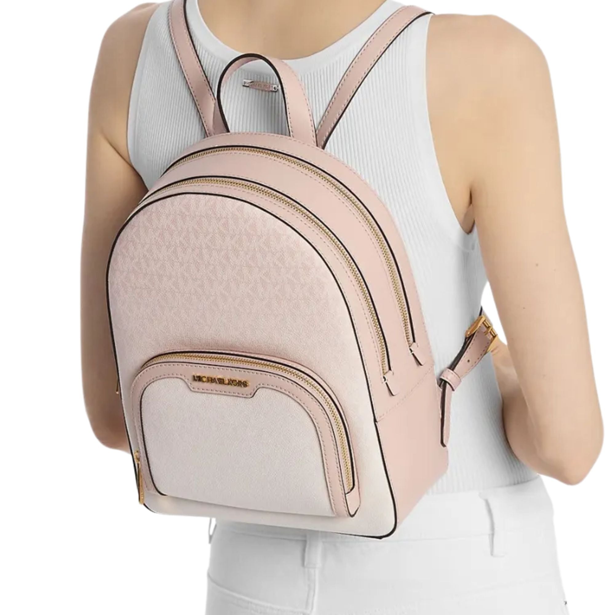 Mochila Michael Kors Jaycee Mediana Monograma Degrade Rosa