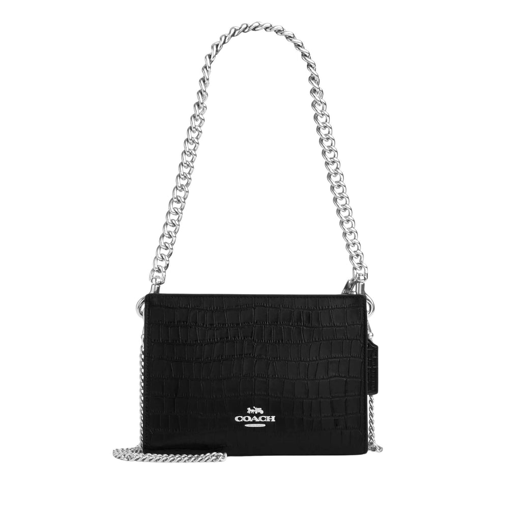 Cartera Coach Crossbody cuero cocodrilo negro