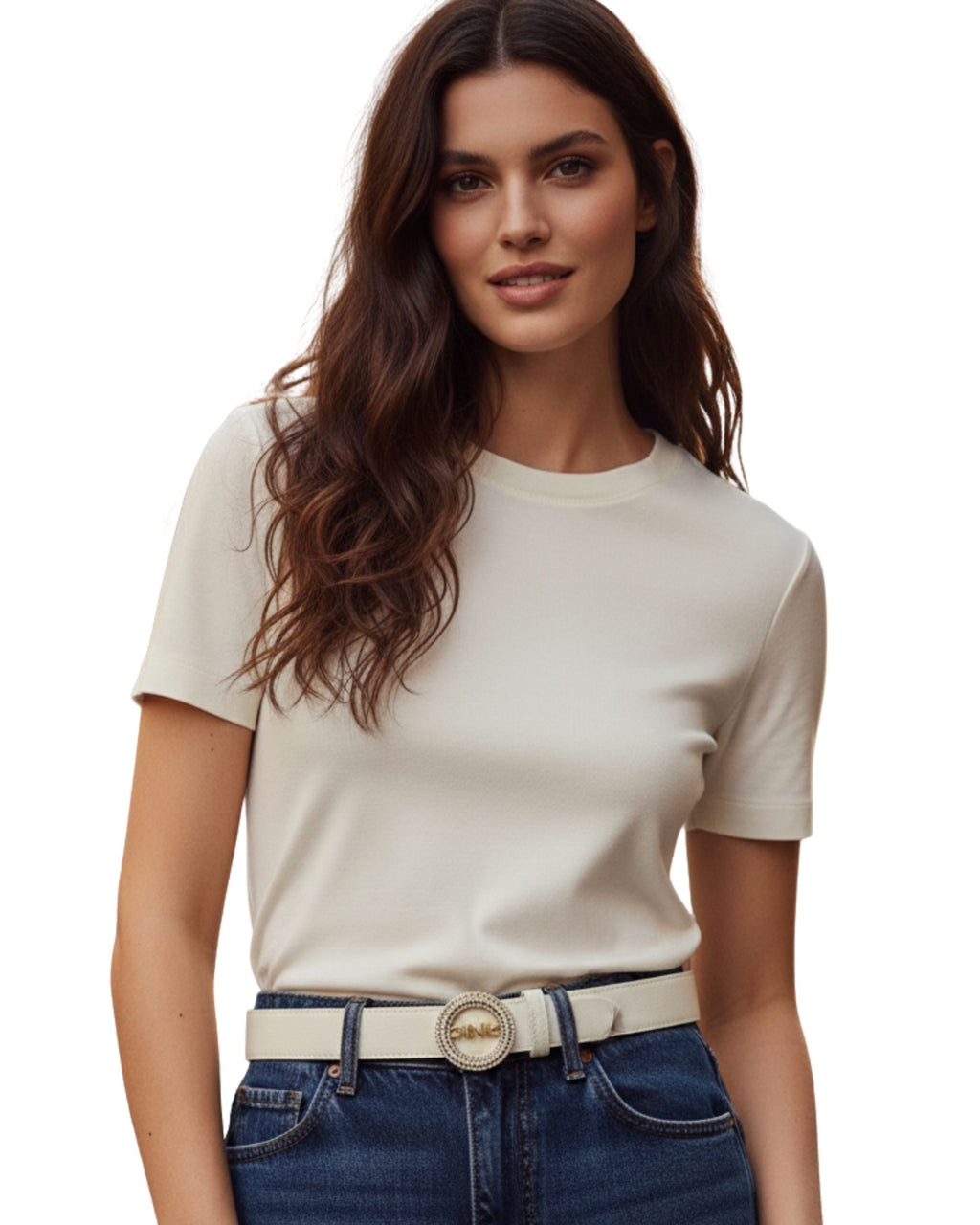 Cinturon Pinko delgado hebilla circones Beige