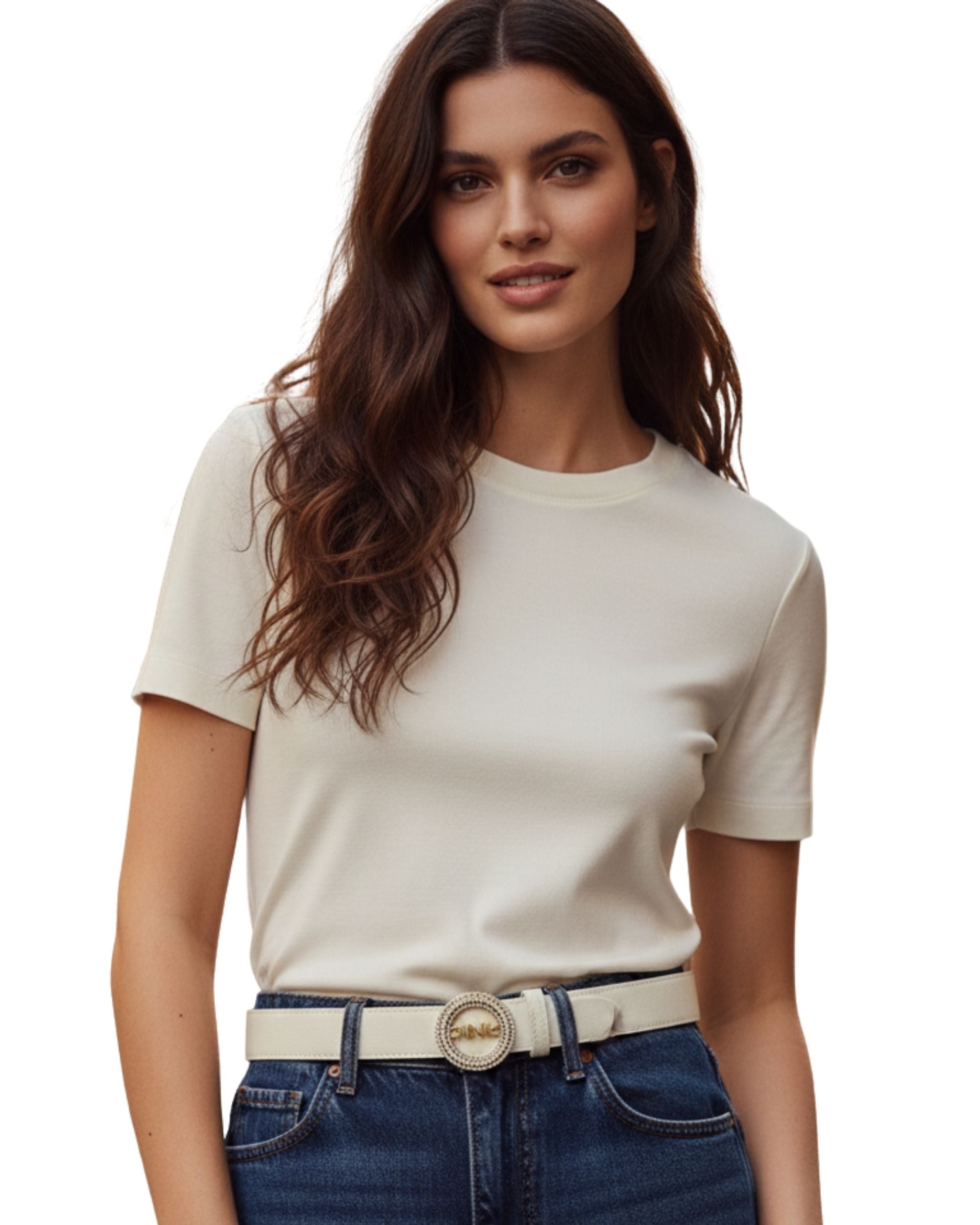 Cinturon Pinko delgado hebilla circones Beige
