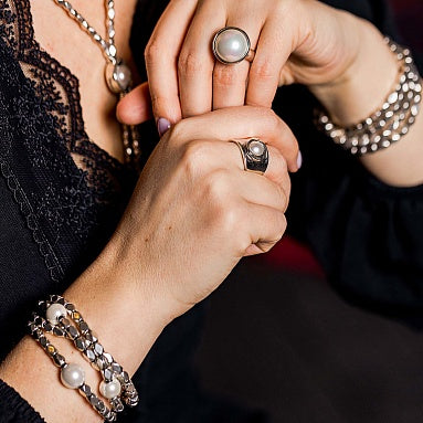 Pulsera Uno de 50 End Pearl Plateada con Perla