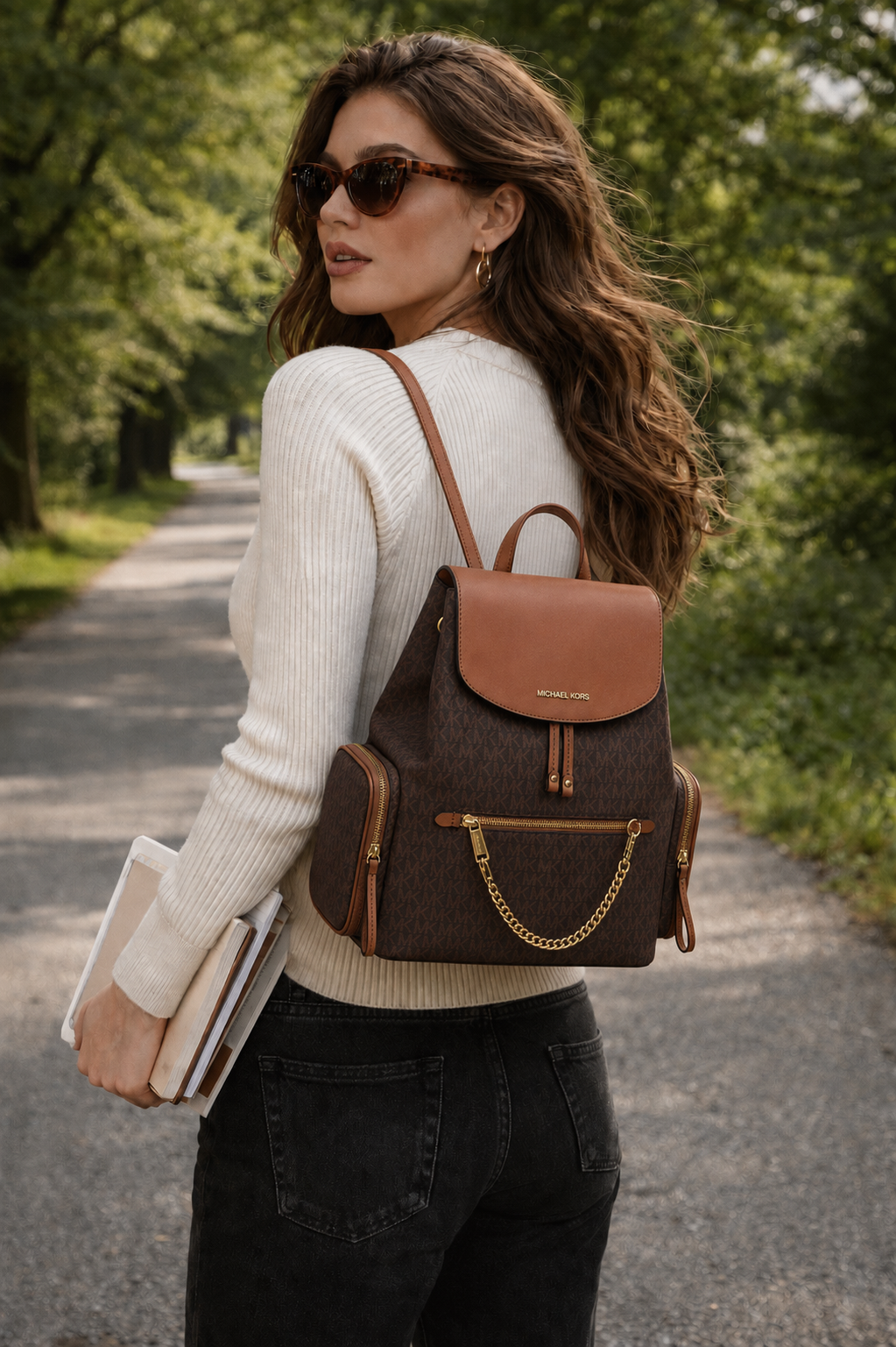 Mochila Michael Kors Jet Set Item LG Chain Backpack Cafe