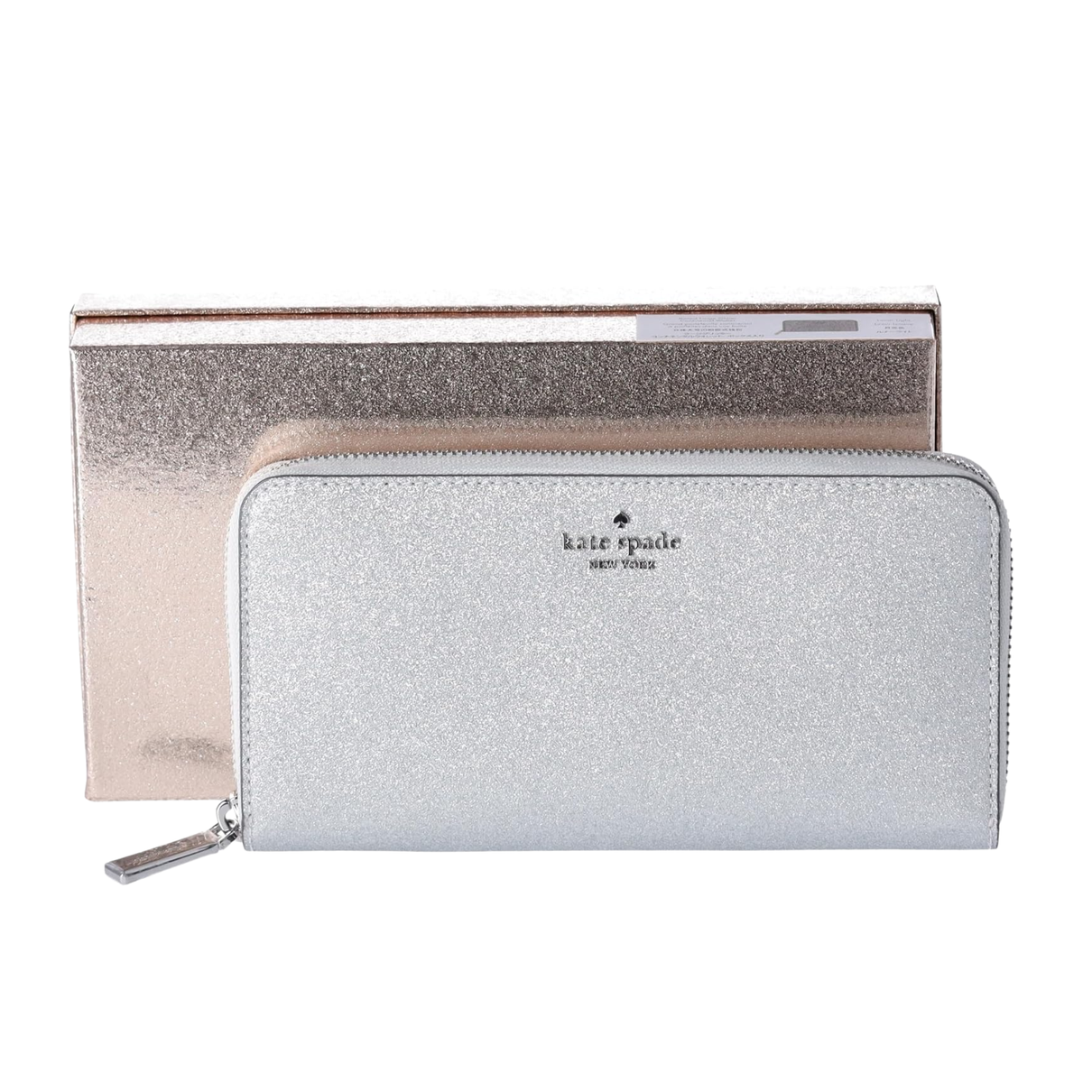 Billetera Kate Spade Grande Larga Plateado Glitter