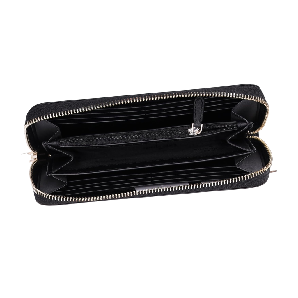 Billetera Kate Spade Grande Larga Negro Glitter