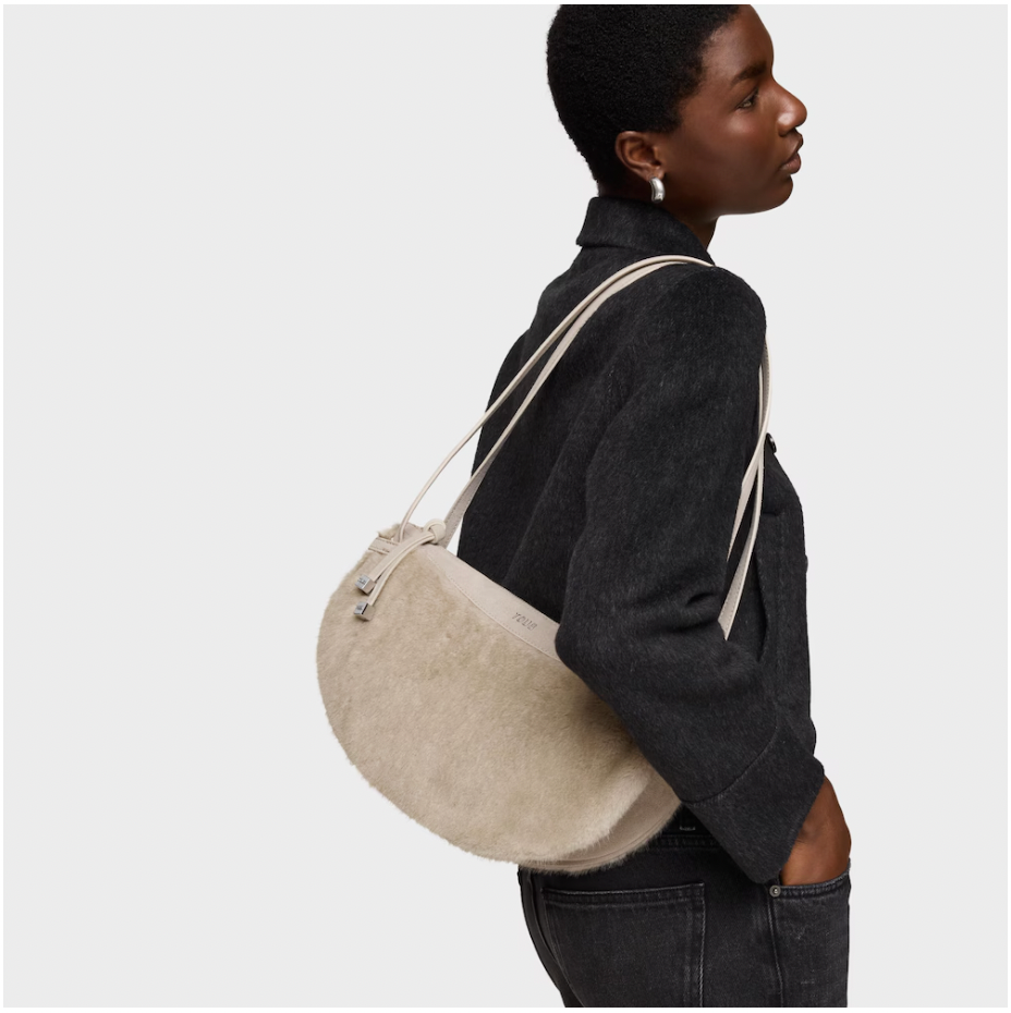 Cartera Tous de hombro Halfmoon Peluda Topo