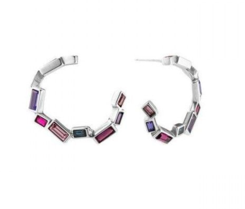 Aros Uno de 50 Round&Round espiral fucsia, lila, morado