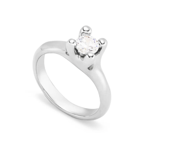 Anillo Uno de 50 Cosmos solitario de plata con brillante transparente - 12