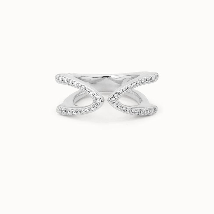 Anillo Uno de 50 de plata abierto con topacios - 21