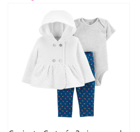 Conjunto Carter´s 3 piezas cardigan acolchado, patas azul y body gris