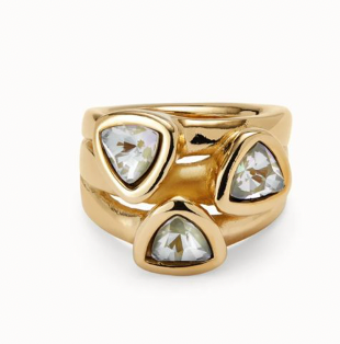 Anillo Uno de 50 Ser camaleonica Bañado en oro 18k piedra triangulares tornasol UNOde50