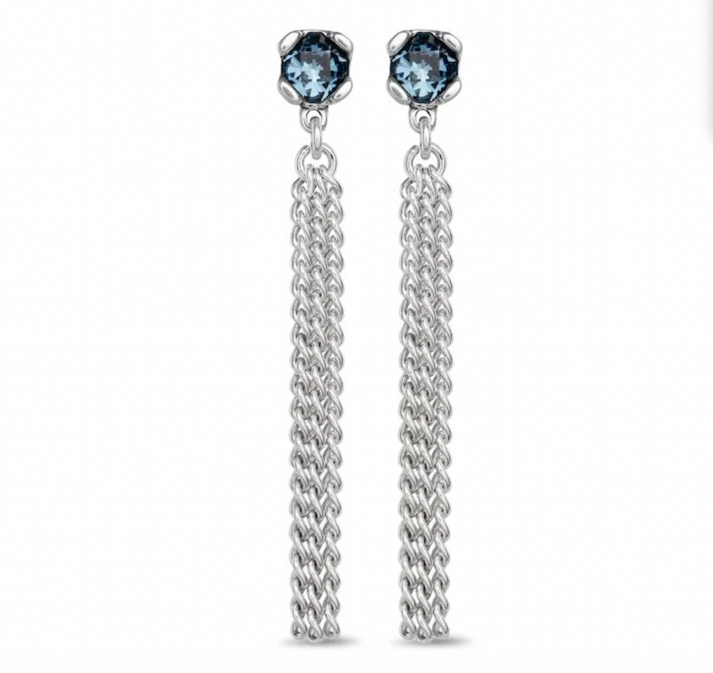 Aros Uno de 50 Electric Cadena Larga Cristal Azul