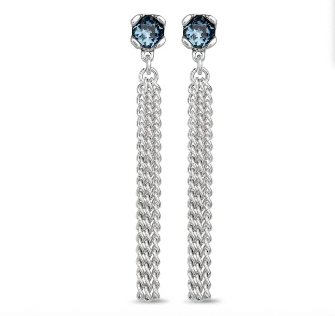 Aros Uno de 50 Electric Cadena Larga Cristal Azul