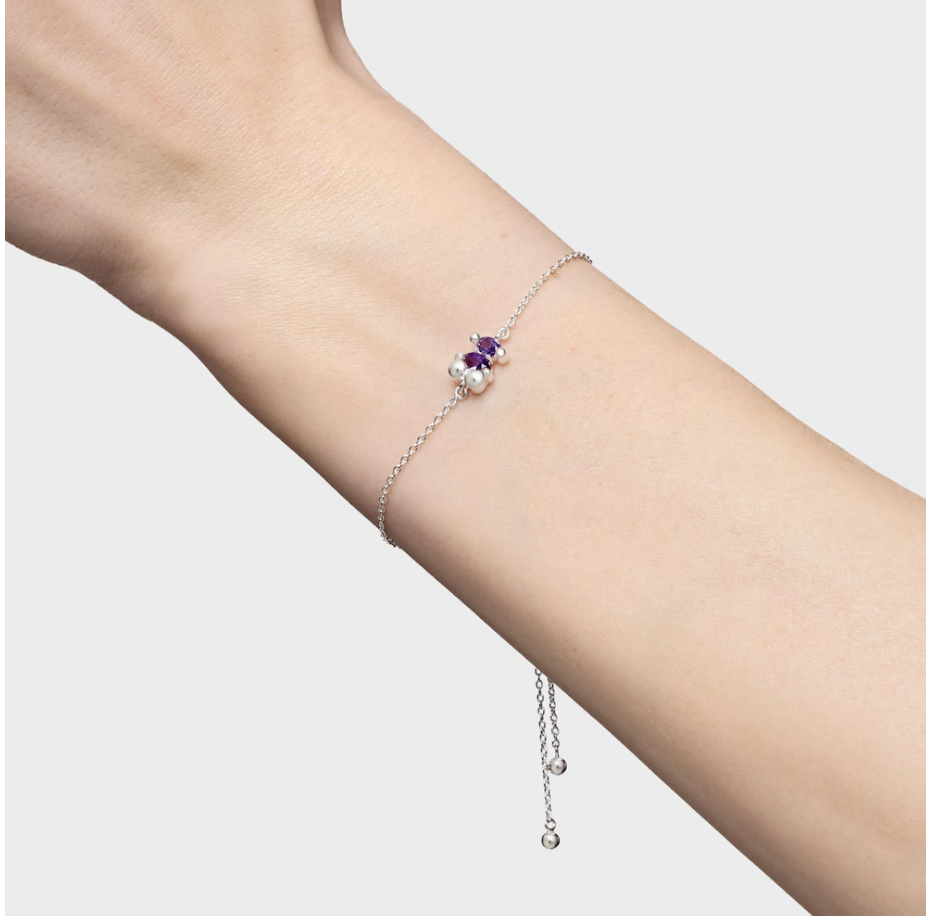 Pulsera Tous cadena motivo oso de plata y zafiro lila creado en laboratorio