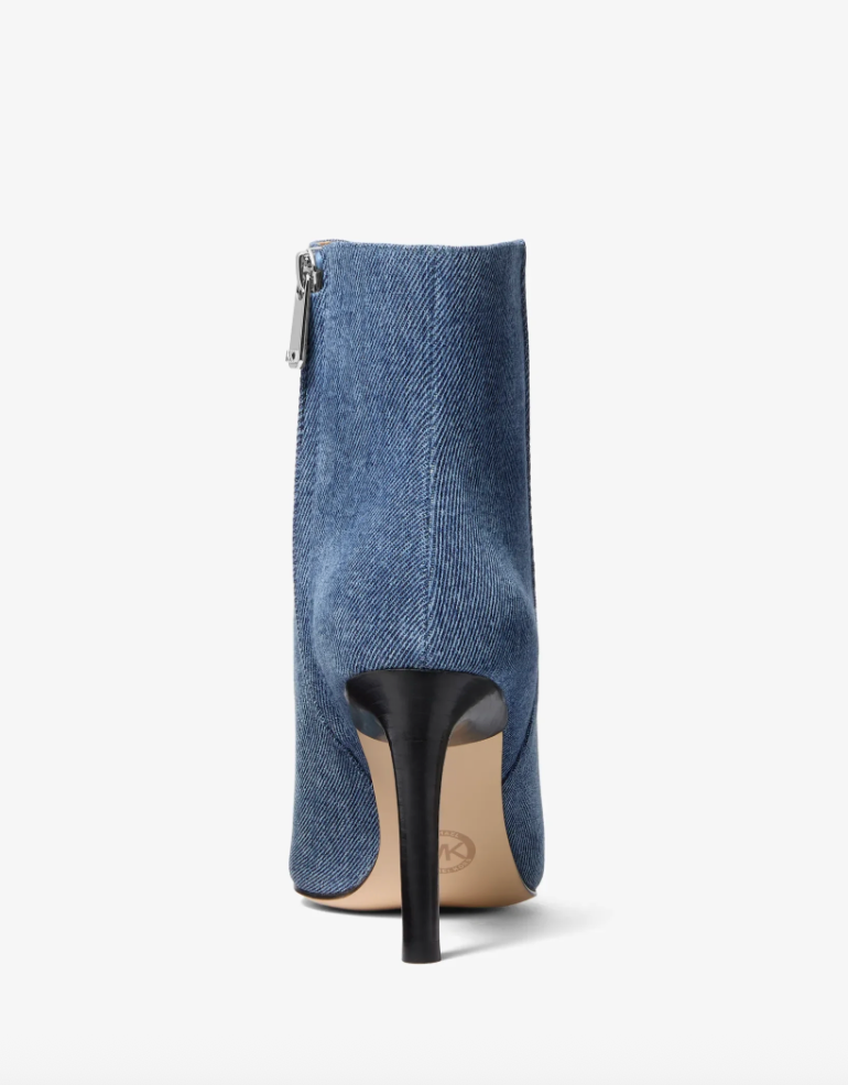 Botines Michael Kors Jeans taco aguja punta plateada