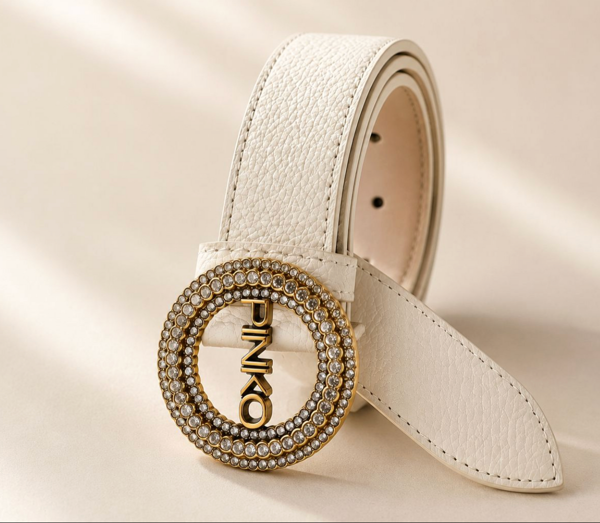 Cinturon Pinko delgado hebilla circones Beige Pinko