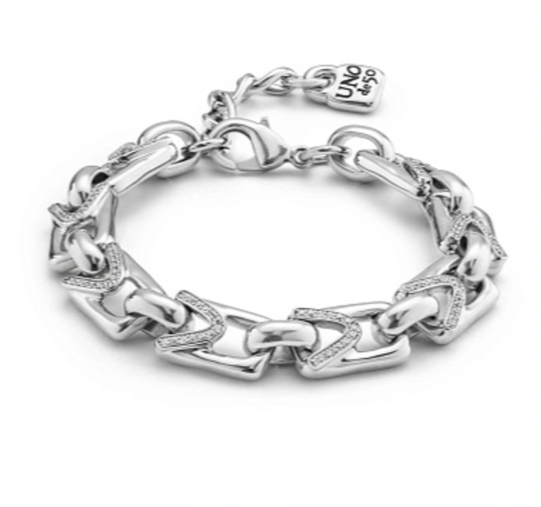 Pulsera Uno de 50 Unstoppable Plata con Topacios blancos UNOde50