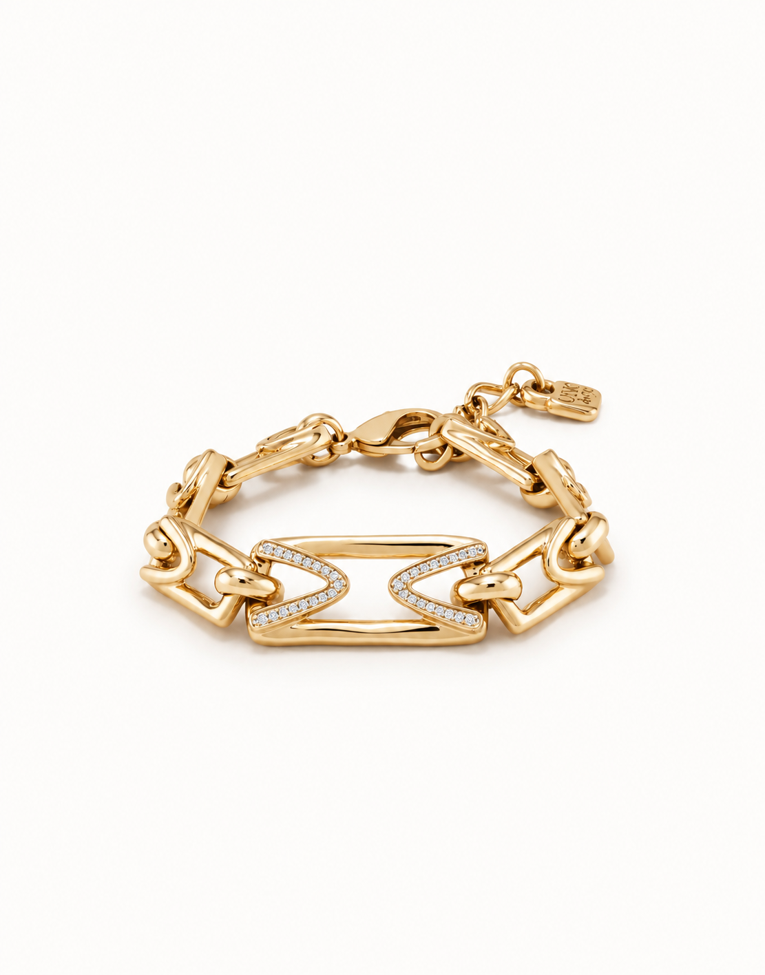 Pulsera Uno de 50 Impresive Topaz Doble baño de oro 18k con topacios blancos BEFASHION