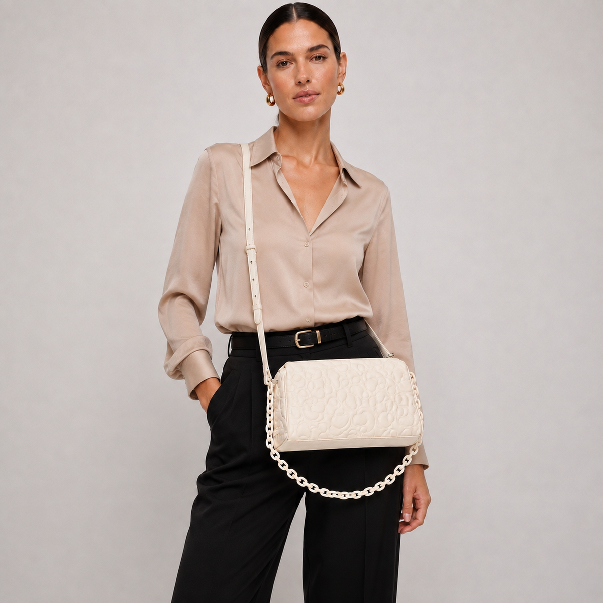 Cartera Tous Greta Grande de cuero beige Tous