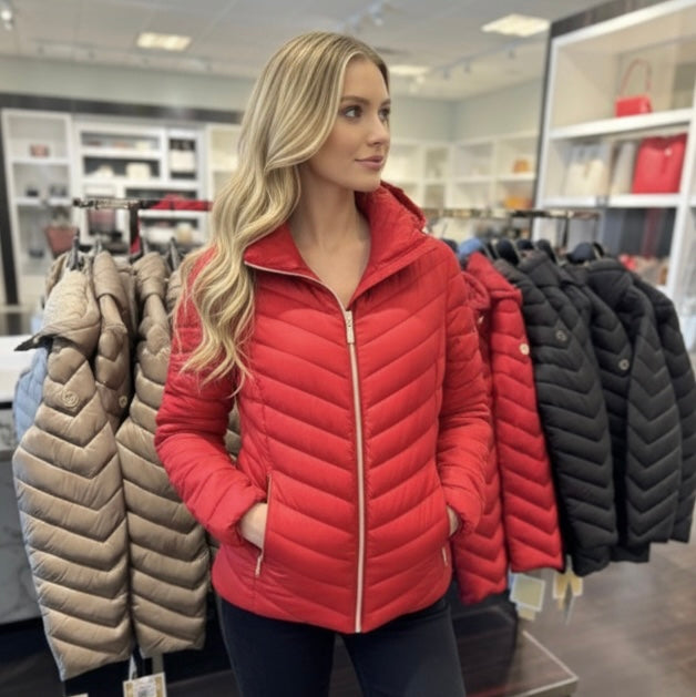 Parka Mujer Michael Kors Plumas Reversible Rojo