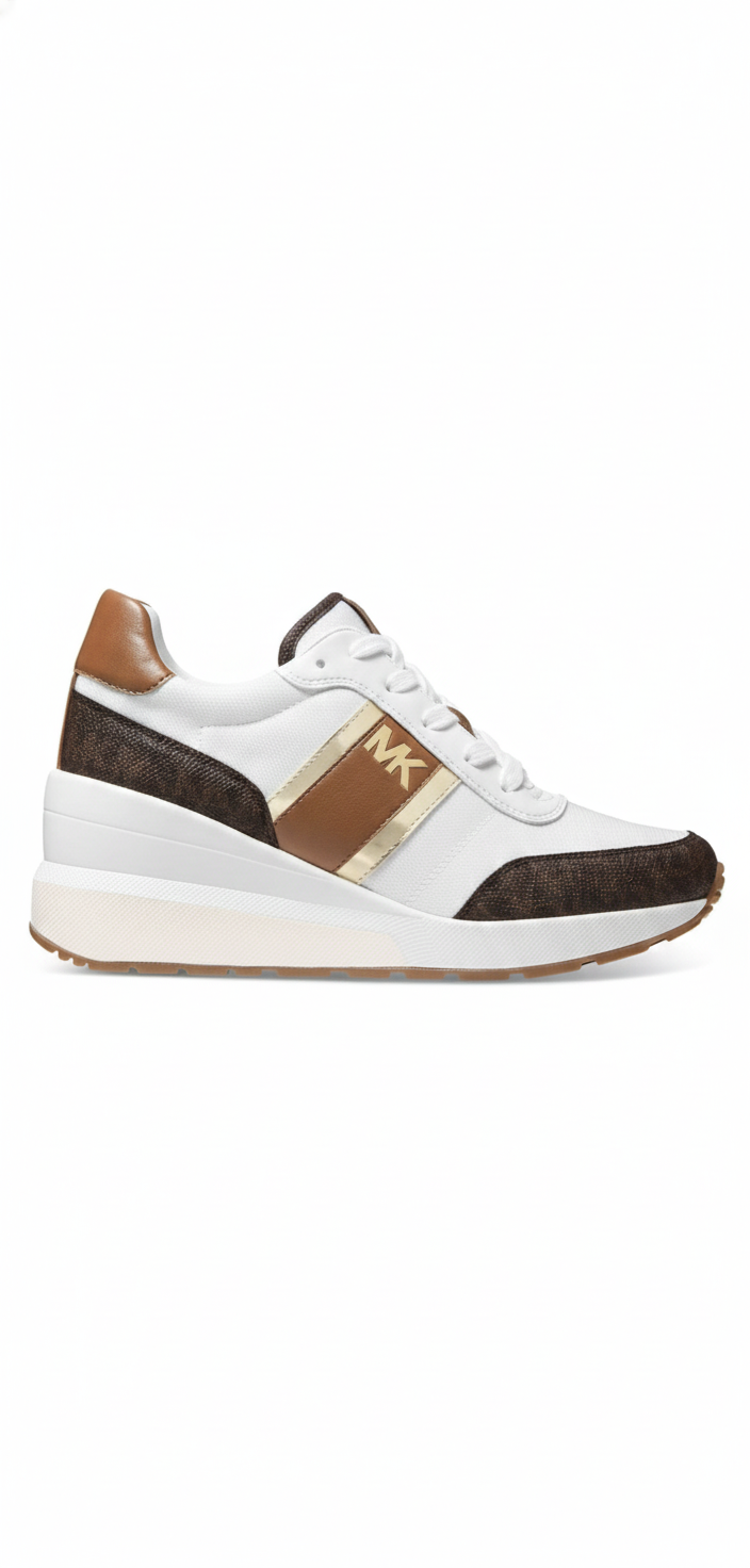 Zapatillas Michael Kors Mabel trainer Colores Cafe y Blanco