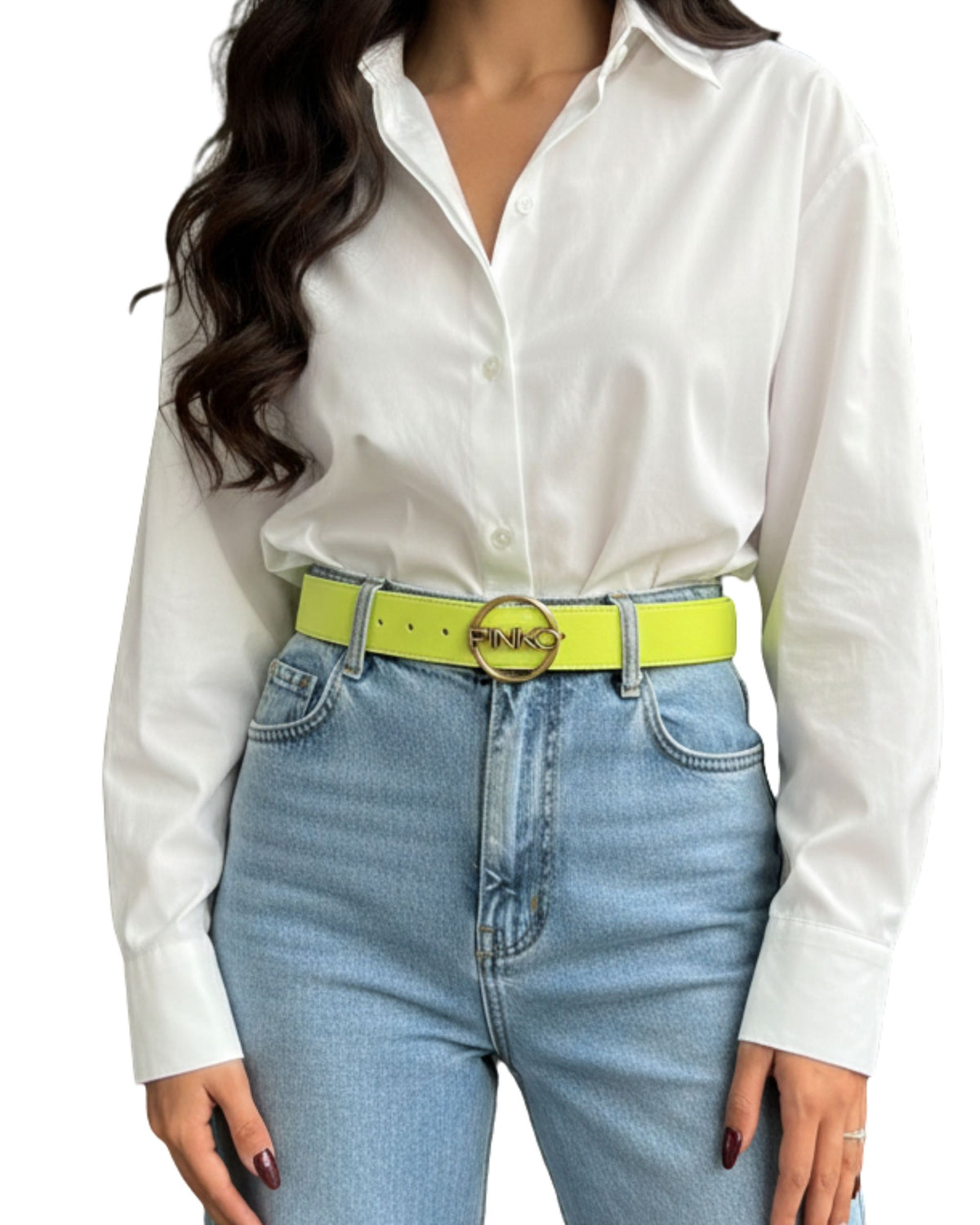 Cinturon Pinko verde fluor grueso - xs