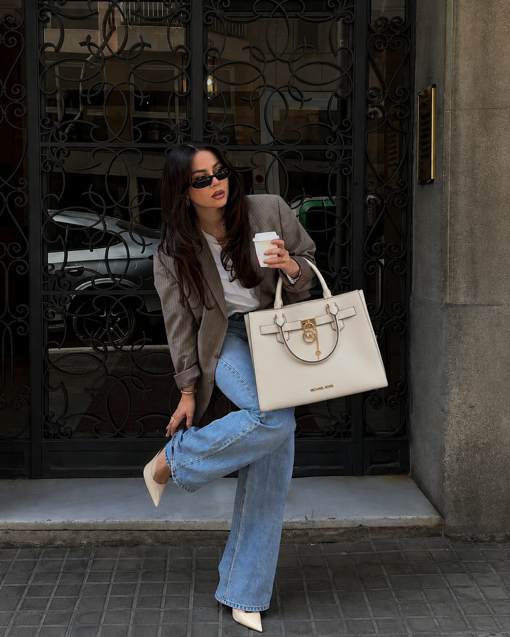 Cartera Michael Kors Crossbody Hamilton Blanco