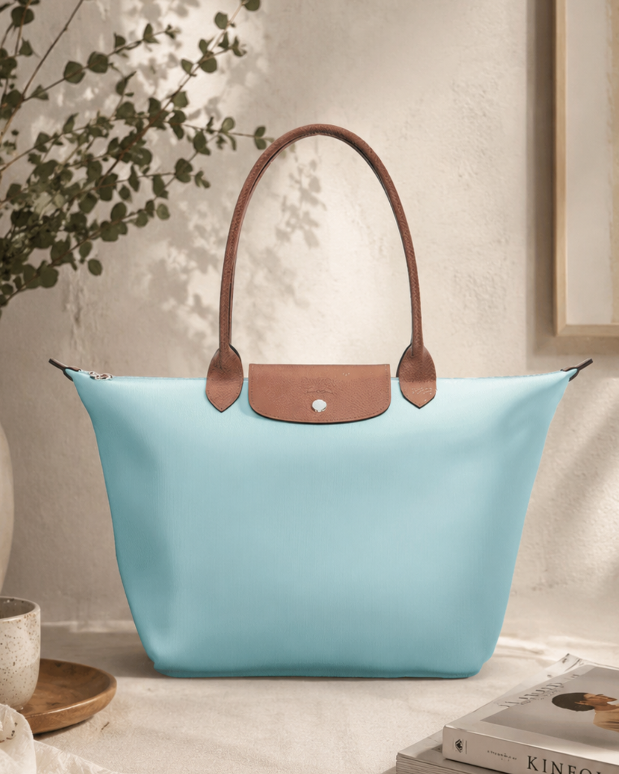 Cartera Longchamp Le Pliage L verde agua