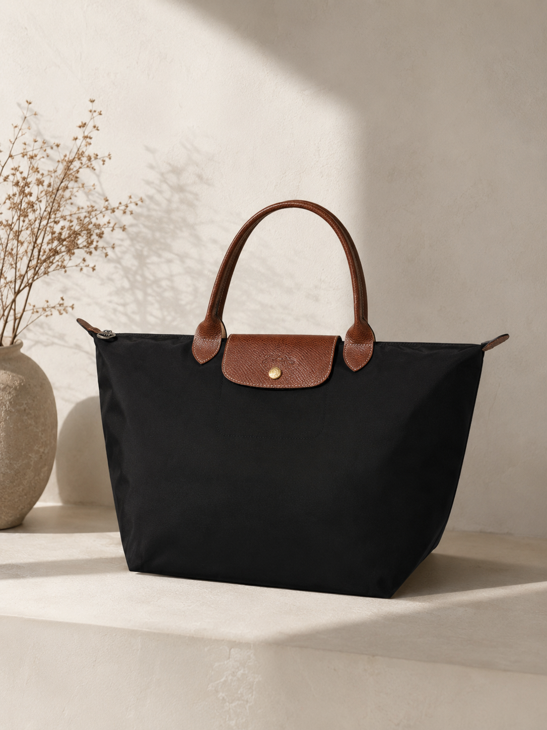 Cartera Longchamp M asa corta negra