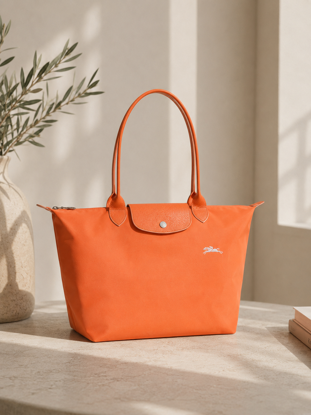 Cartera Longchamp Le Pliage L Naranjo completa