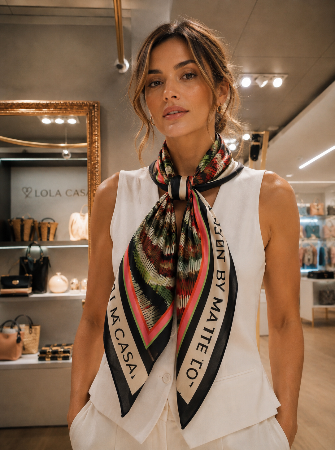 Pañuelo Lola Casademunt Estampado Multicolor verde BEFASHION