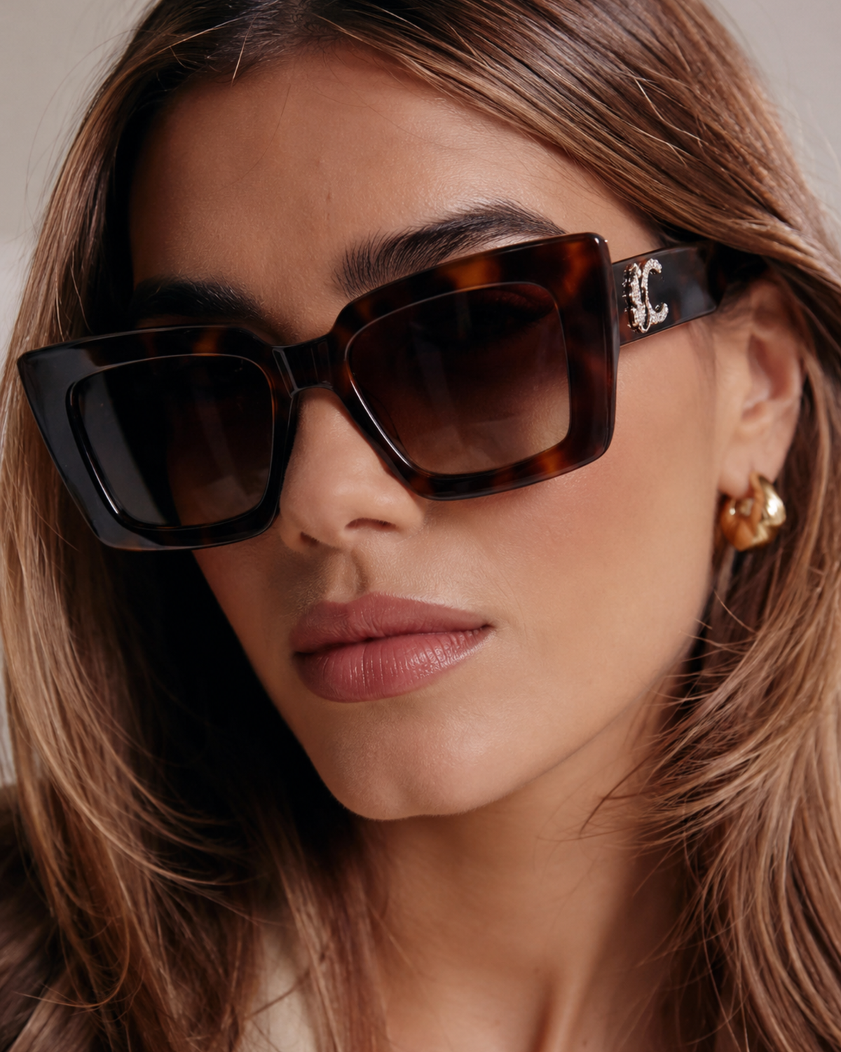 Lentes Lola Casademunt  de sol rectangular con logo leopardo marron Lola Casademunt