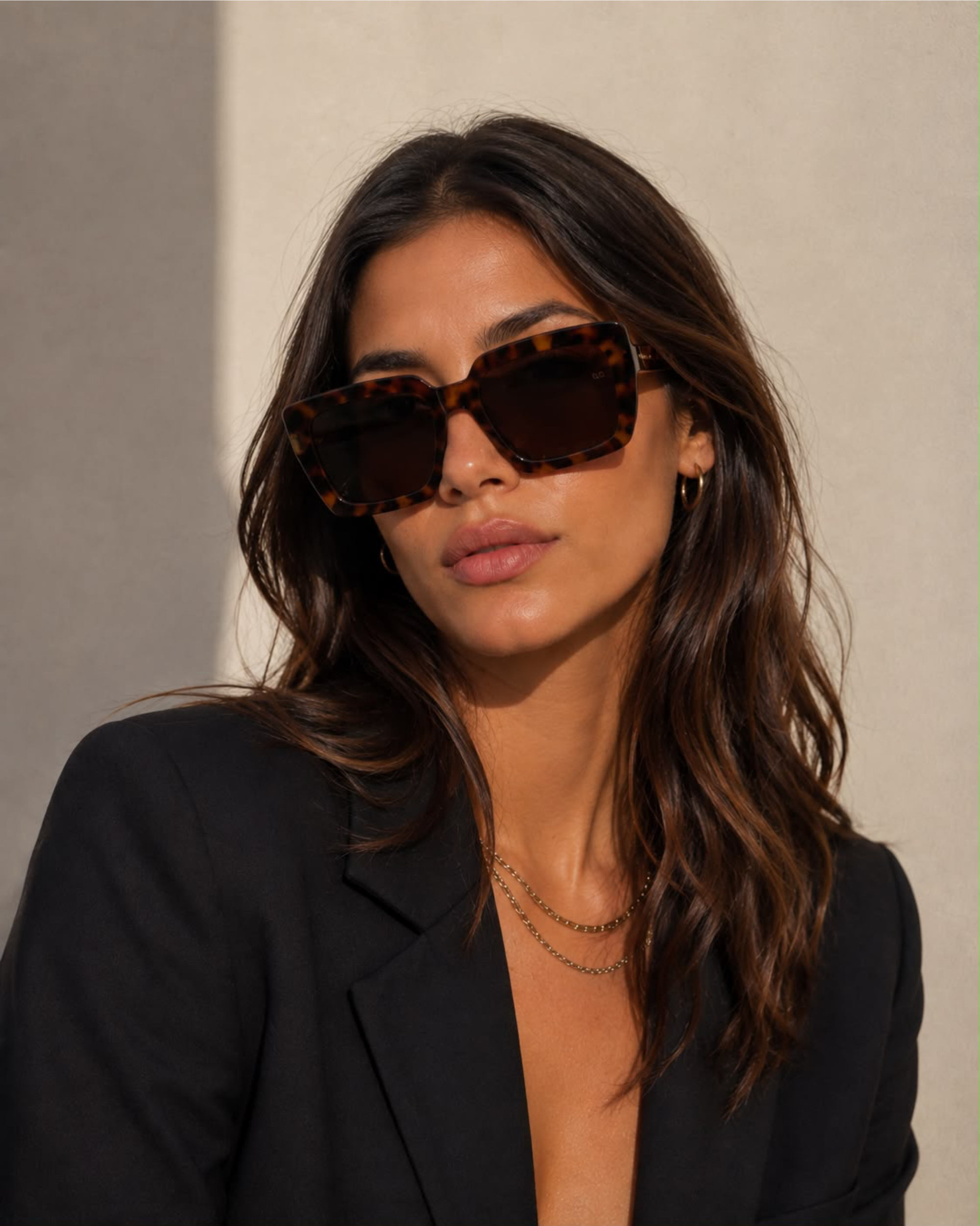 Lentes Lola Casademunt  de sol rectangular con logo leopardo marron Lola Casademunt