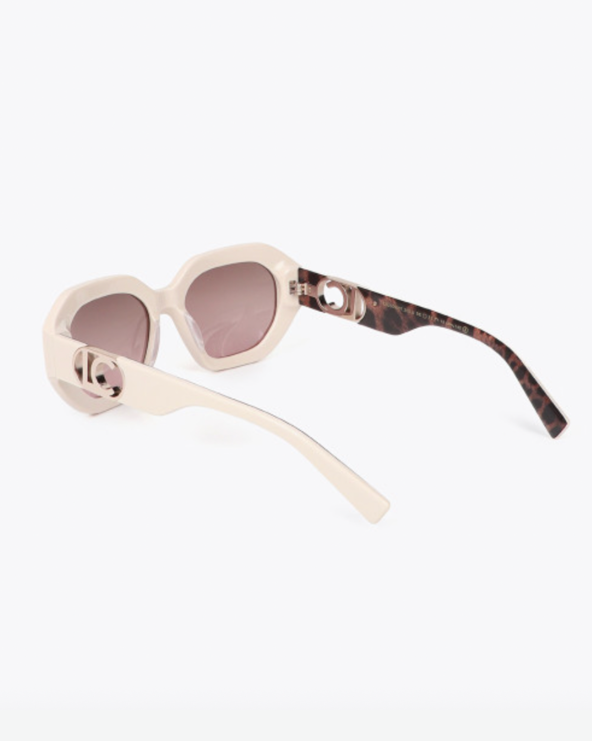 Lentes Lola Casademunt Marco hexagonal con logo dorado color crudo Lola Casademunt