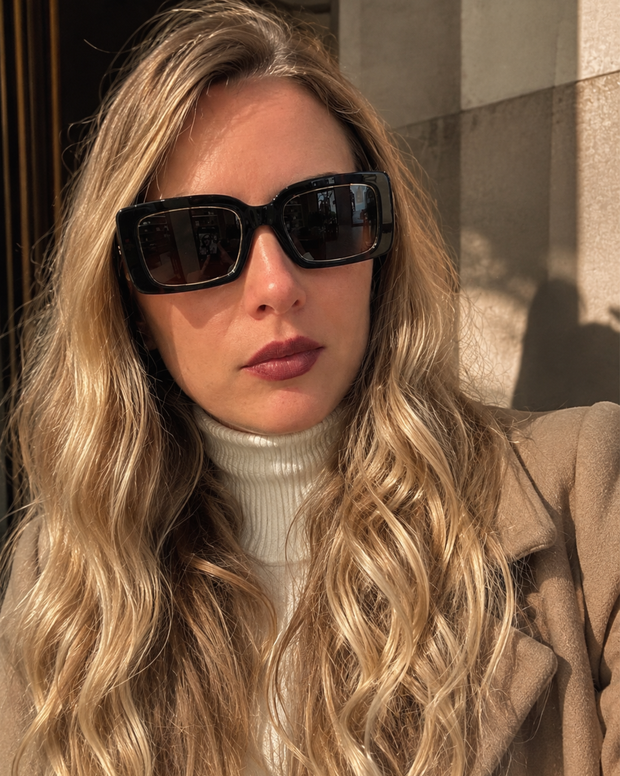 Lentes Tory Burch Pequeños rectangulares print cafe con linea dorada por dentro Tory Burch