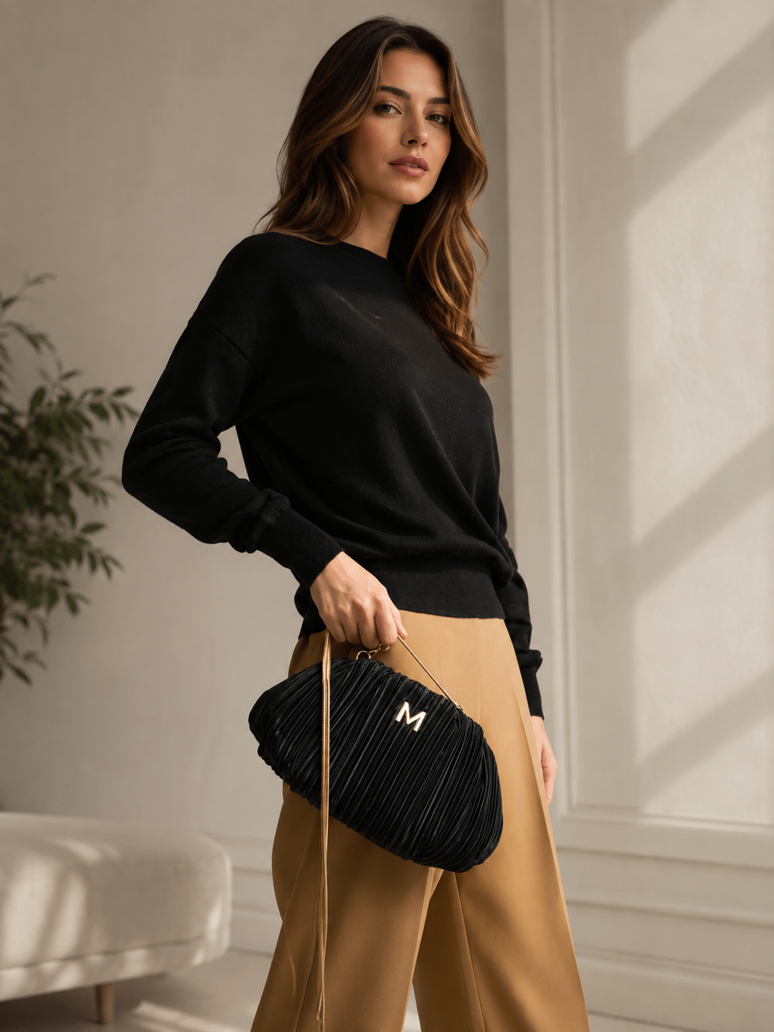 Cartera Lola Casademunt plisado Negro Lola Casademunt