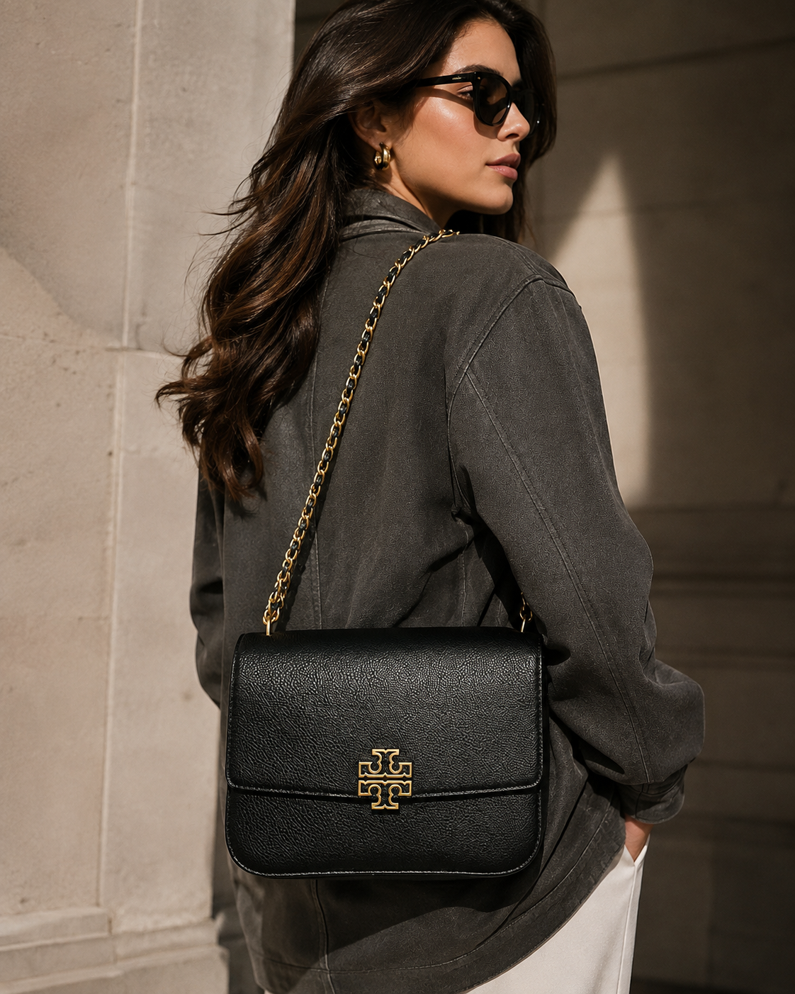 Cartera Tory burch Cuadrada grande cuero negro Tory Burch