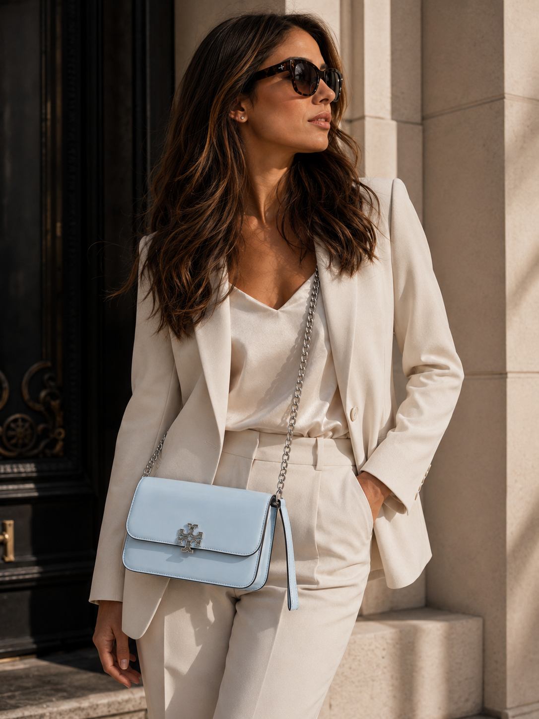 Cartera Tory Burch small celeste Tory Burch