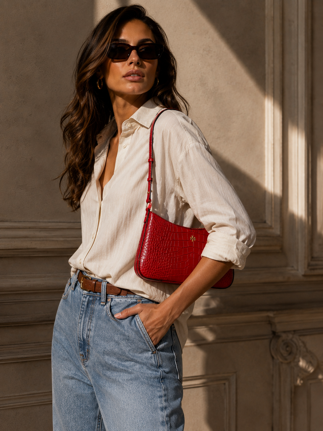 Cartera Tory Burch shoulderbag cuero rojo Tory Burch