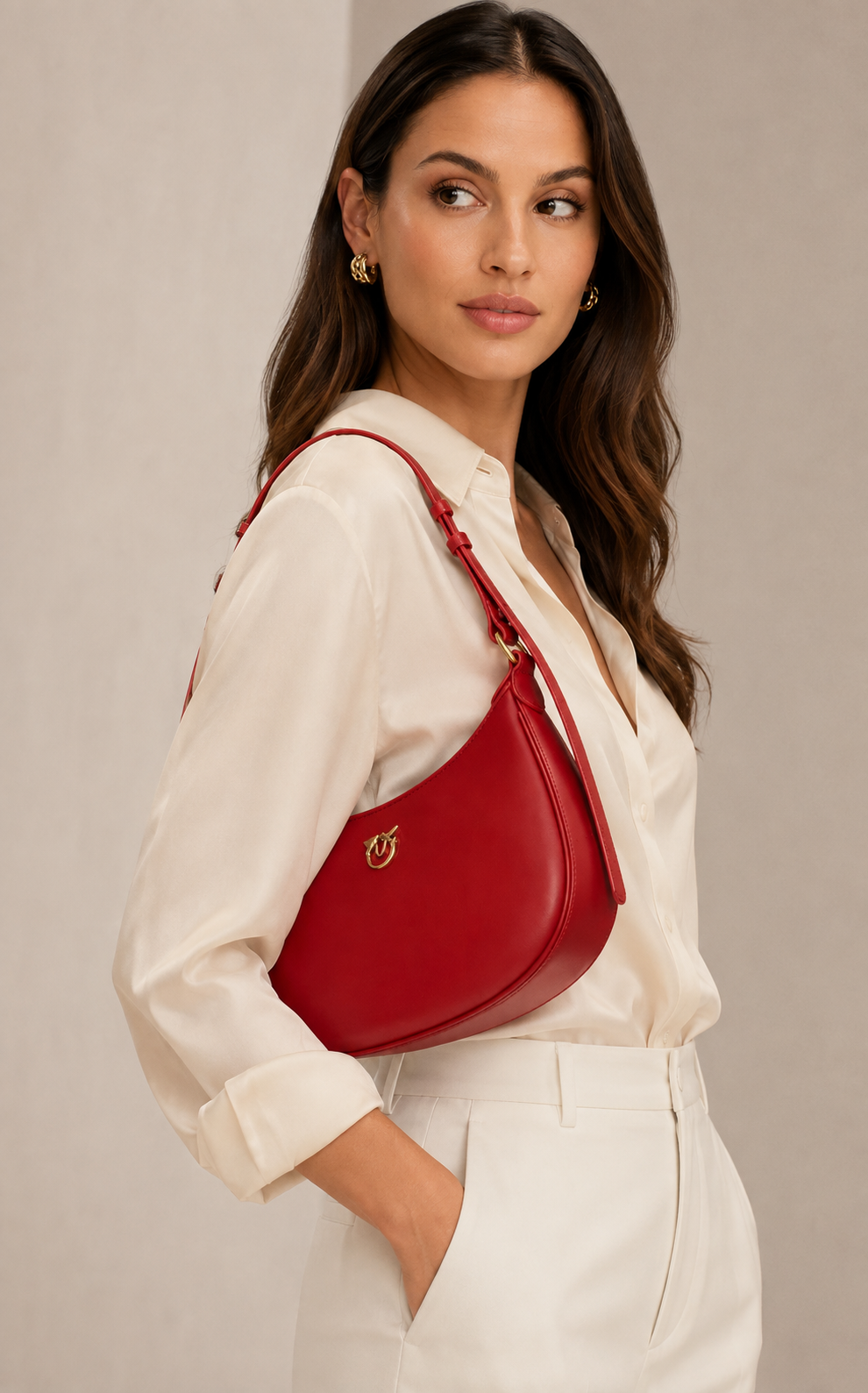 Cartera Pinko Media Luna cuero Rojo Pinko